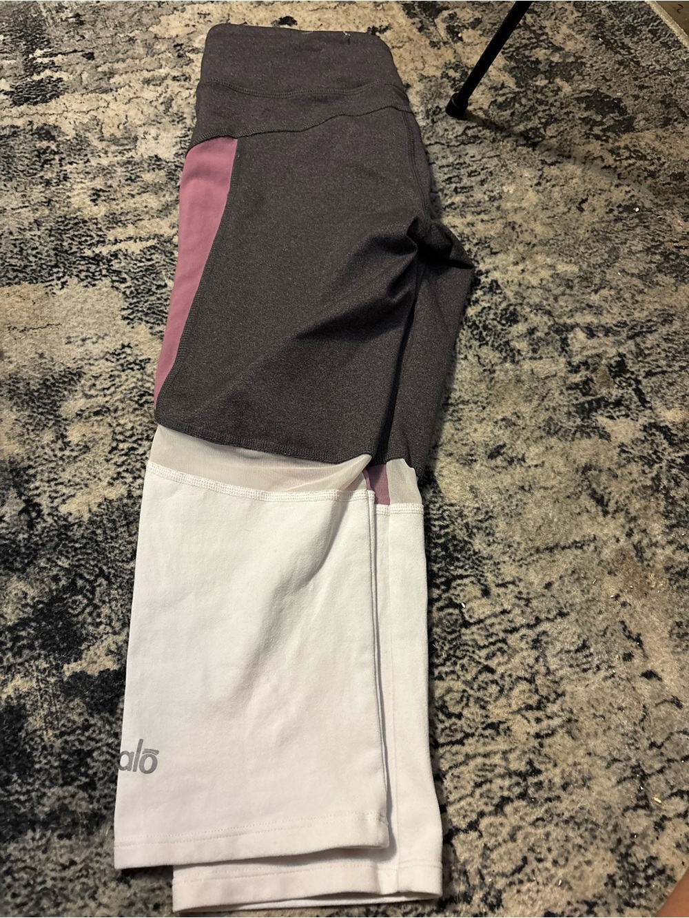 Alo Colorblock Athletic Leggings — Charcoal, Mauve & Cream - Picture 2 of 2